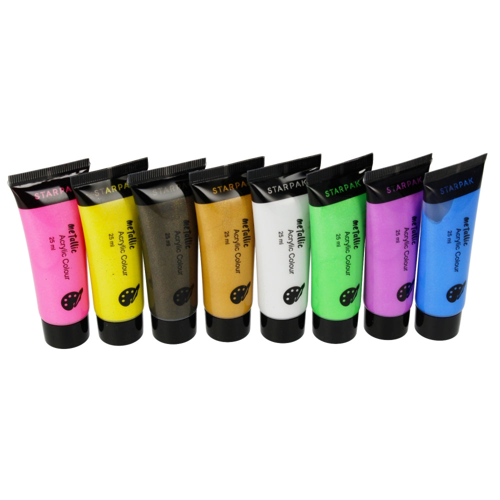 Farby akrylowe 8 kolorów 25ml metaliczne