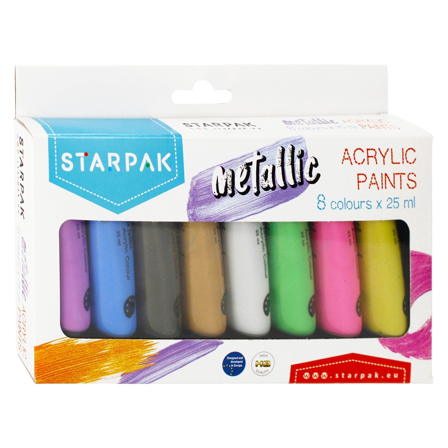 Farby akrylowe 8 kolorów 25ml metaliczne