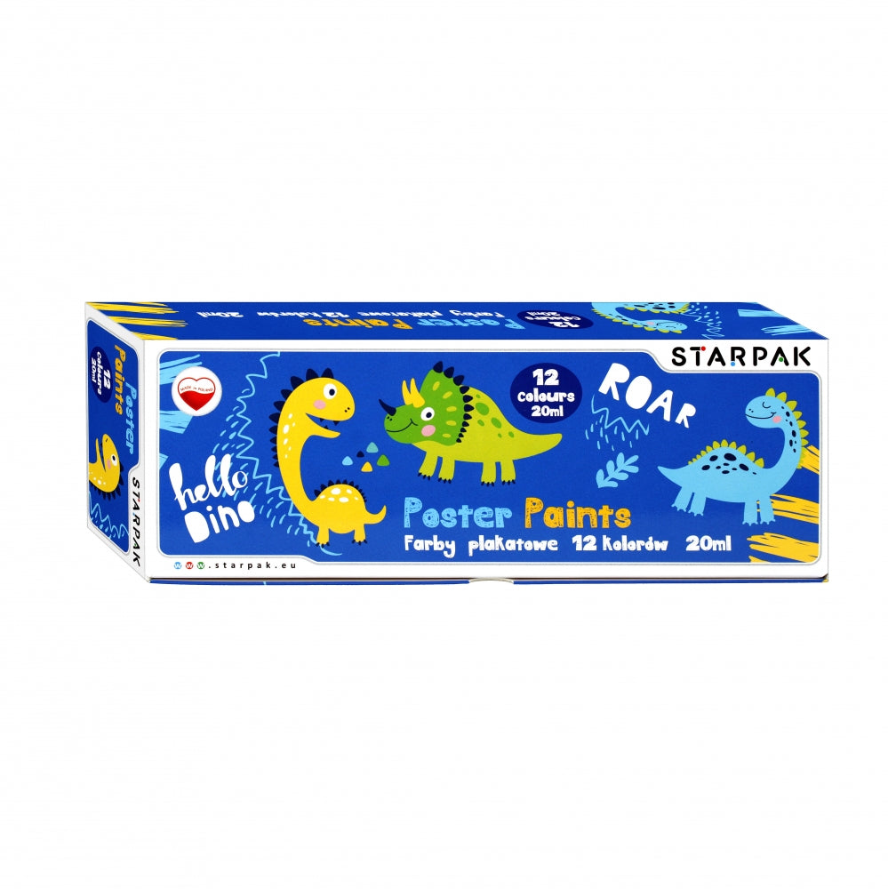 Farby plakatowe 12 kolorów 20ml Dino