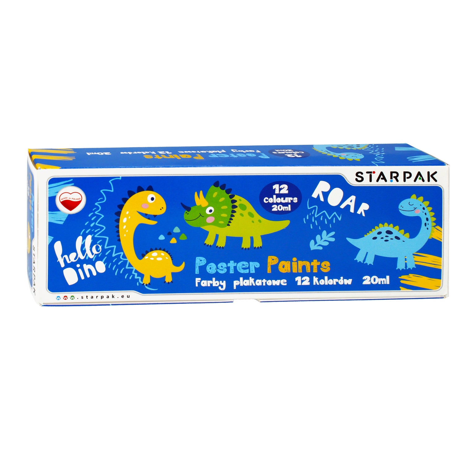 Farby plakatowe 12 kolorów 20ml Dino