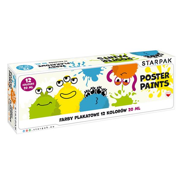 Farby plakatowe 12kolorów 20ml Monster