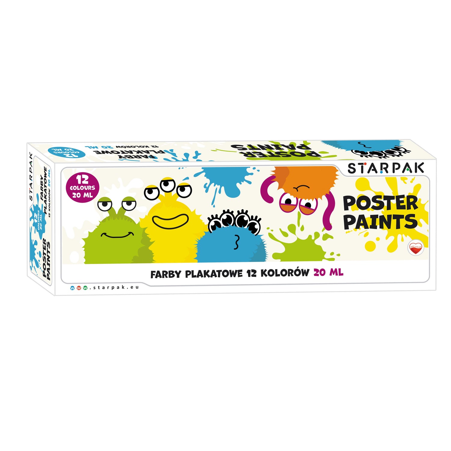 Farby plakatowe 12kolorów 20ml Monster