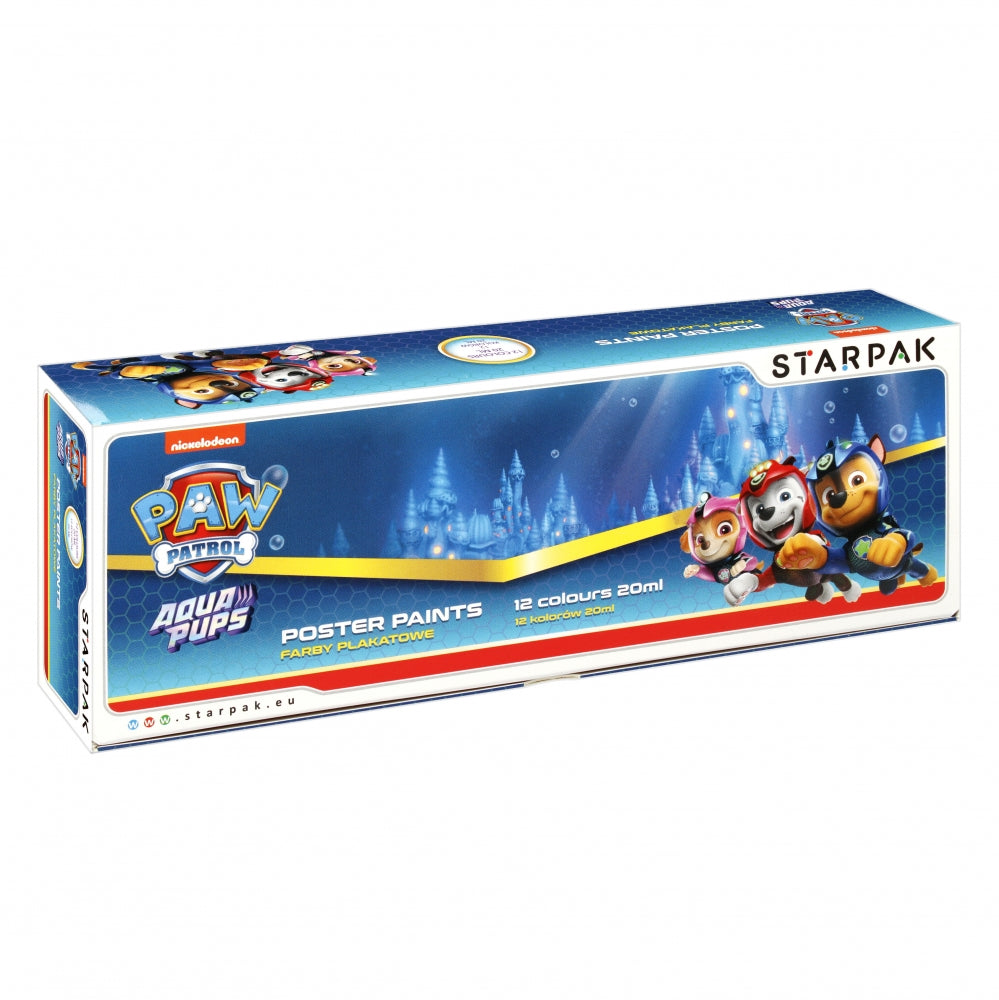Farby plakatowe 12 kolorów 20ml Psi Patrol Aqua