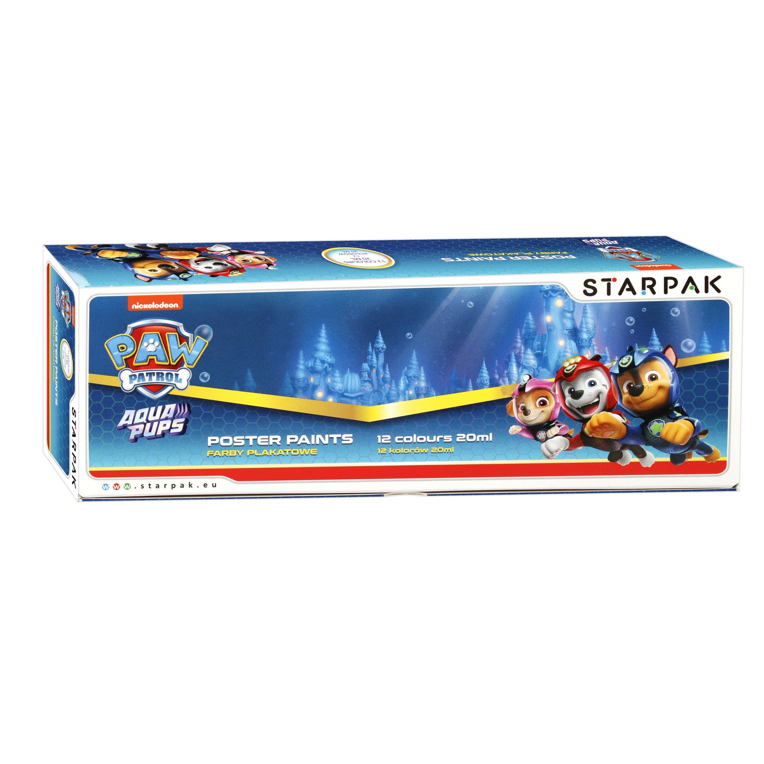 Farby plakatowe 12 kolorów 20ml Psi Patrol Aqua