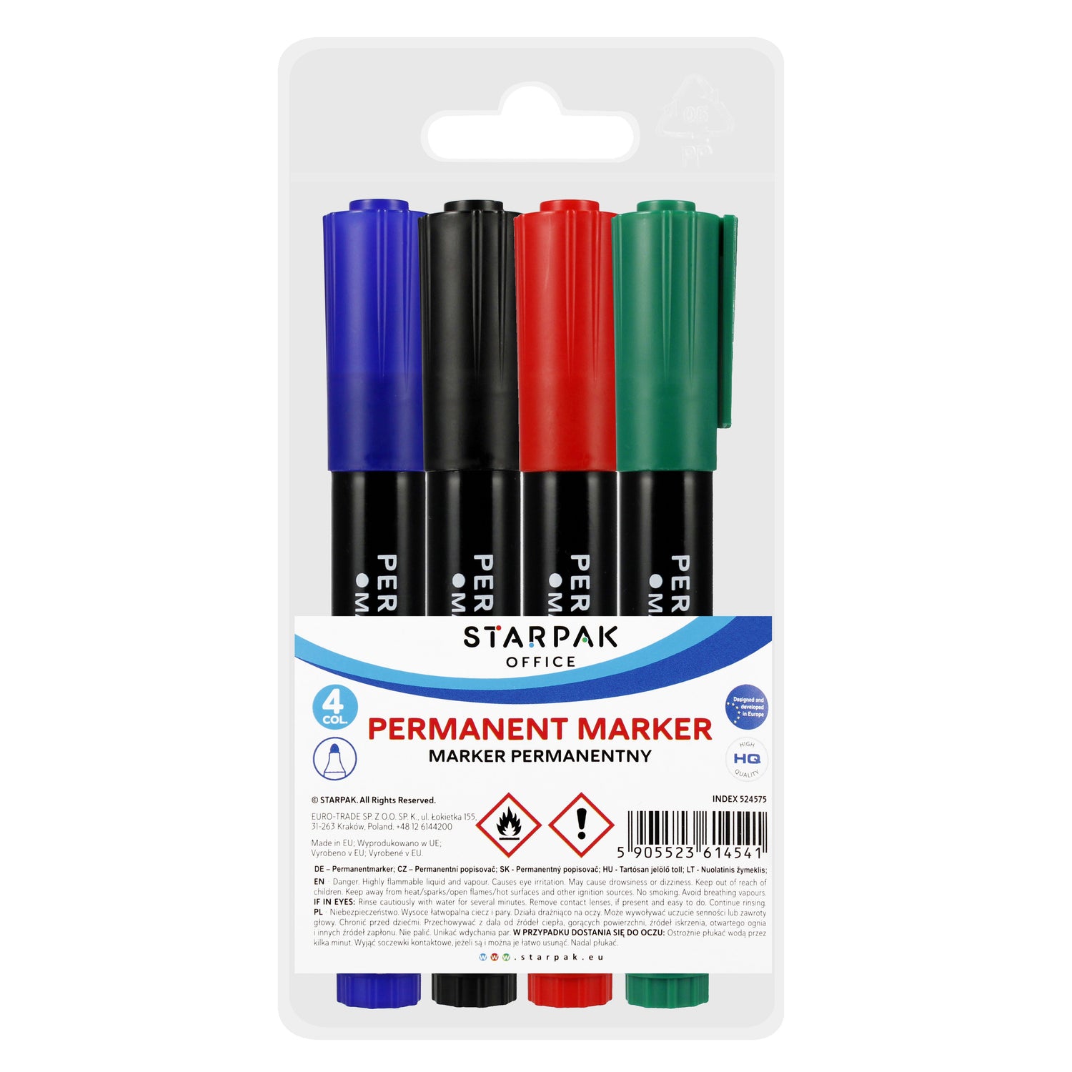 Marker permanentny okrągły 4 kolory w etui