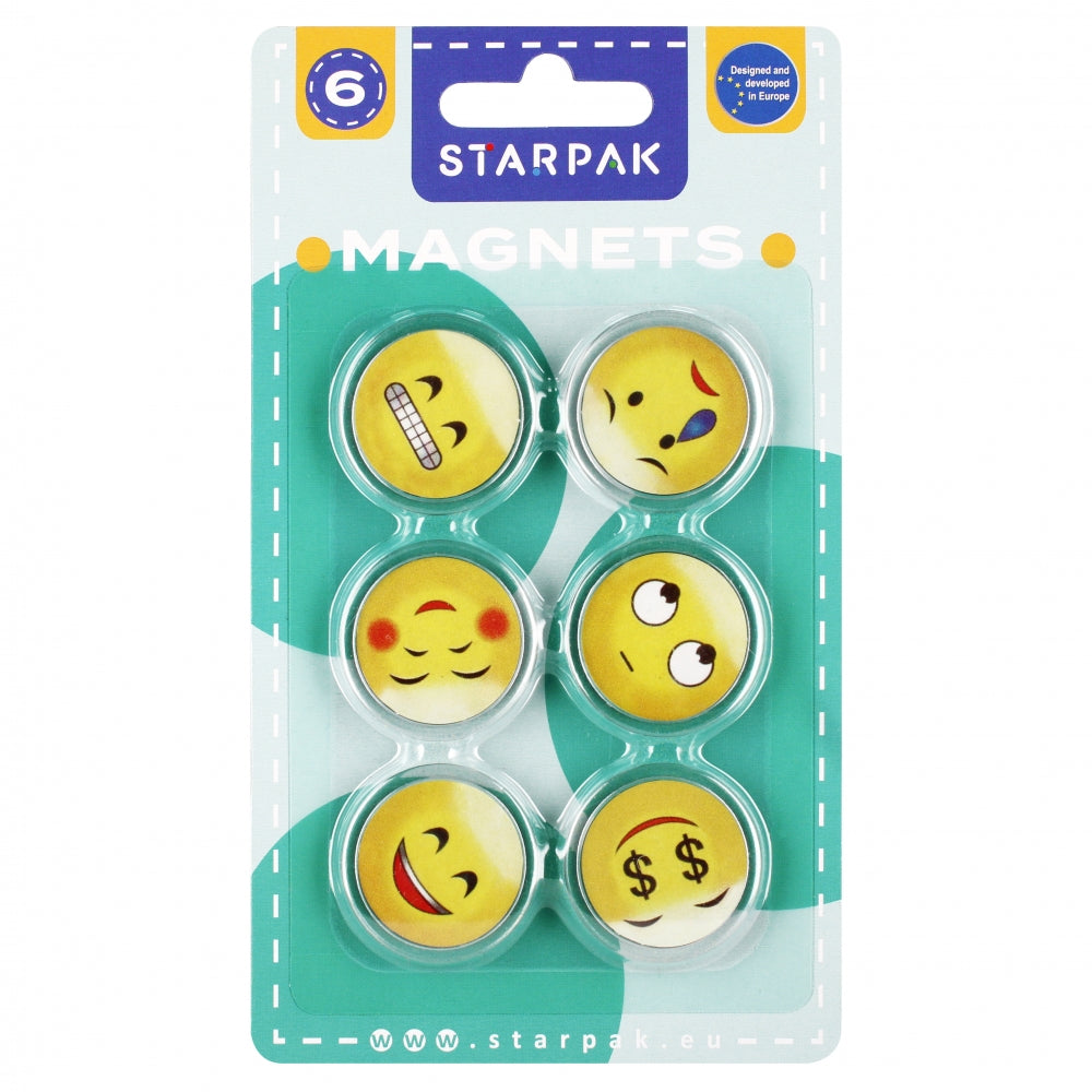 Magnes kolorowy mix Emotikony 33mm op.6szt