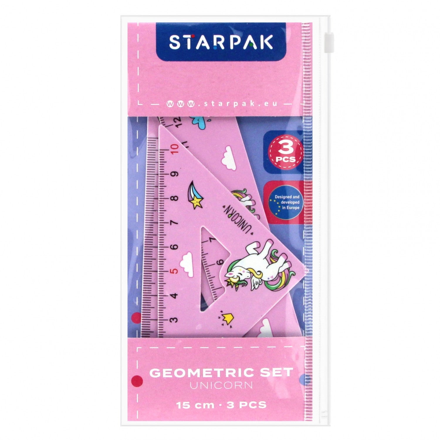 Geometric school set 3 elements 15 cm Unicorn