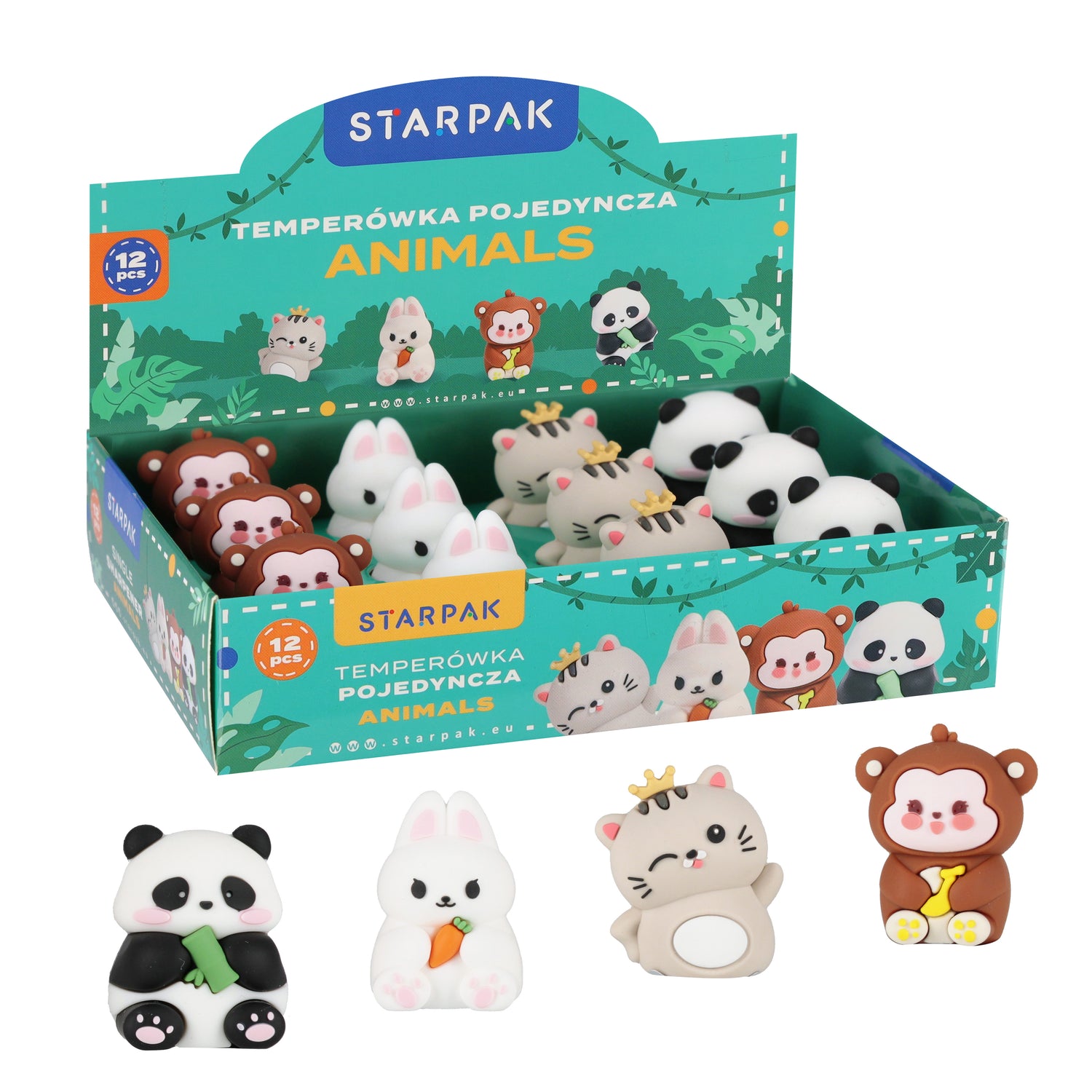 Temperówka pojedyncza Animal mix op.12szt