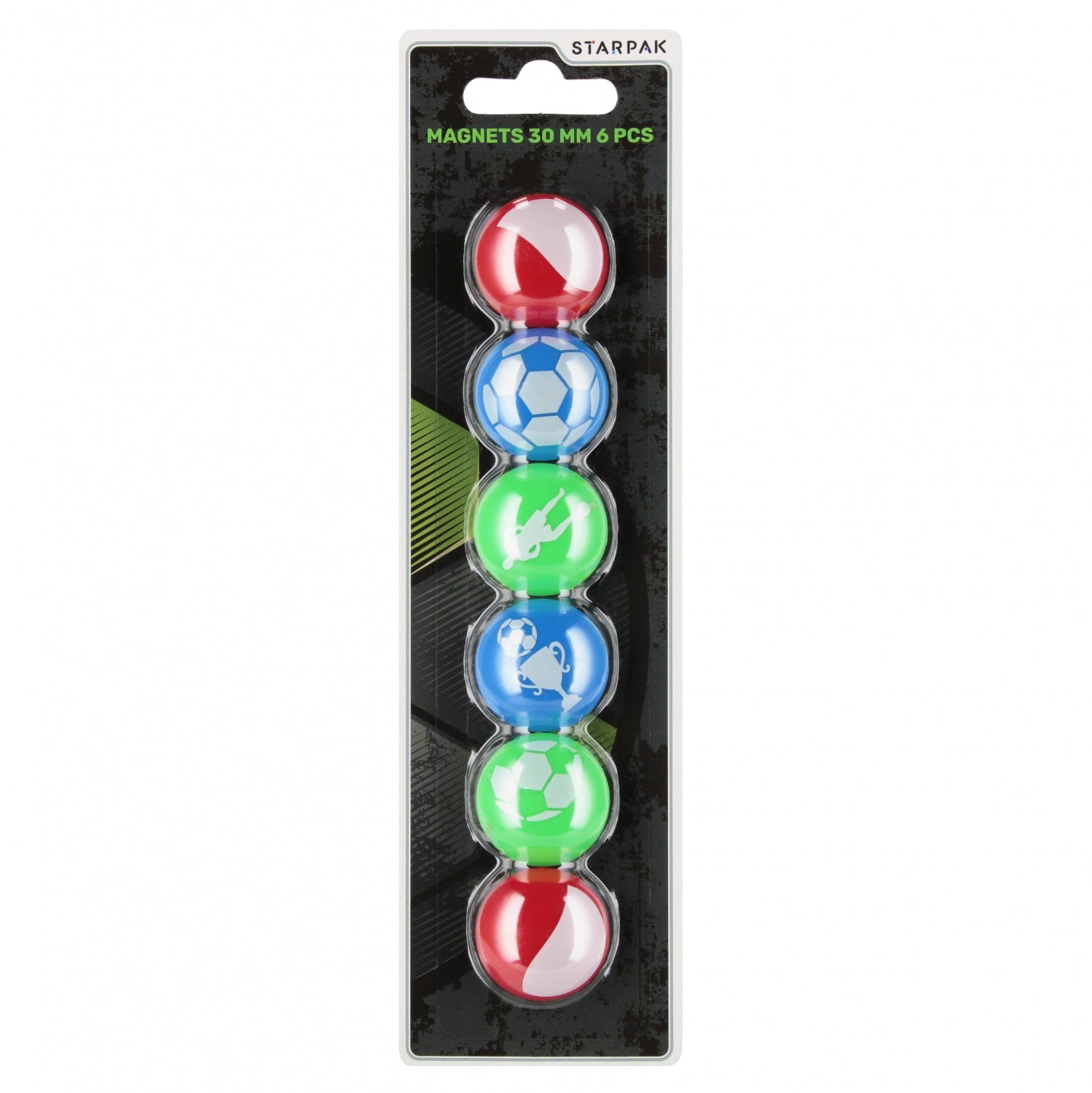 Magnes kolorowy mix Football 30mm op.6szt
