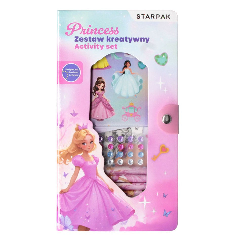 Zestaw kreatywny do kolorowania naklejki, kredki, diamenciki Princess