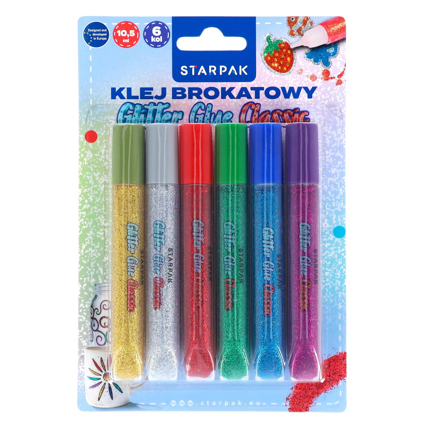 Klej brokatowy 10,5ml  6 kolorów