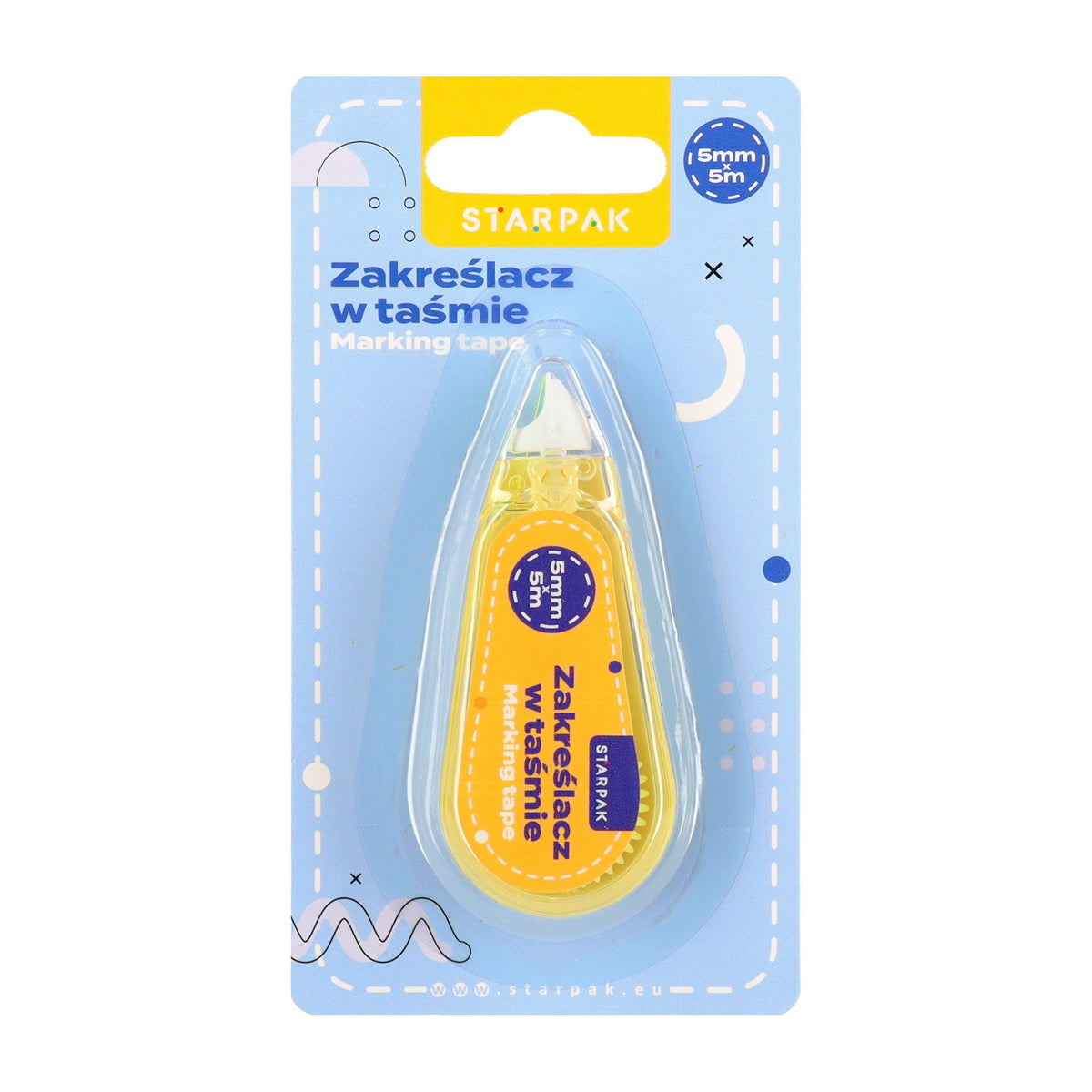 Zakreślacz w taśmie 5mmx5mb ścieralny żółty