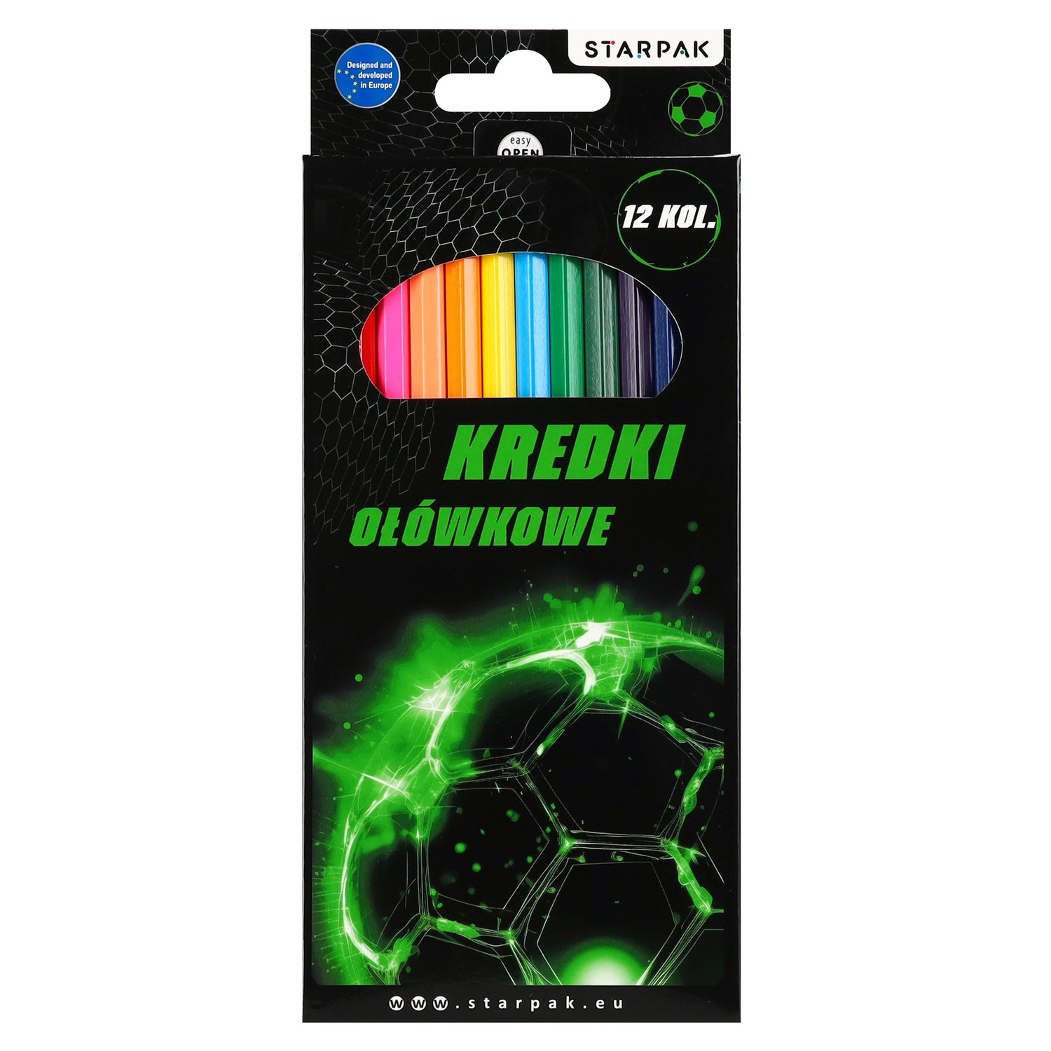 Kredki ołówkowe 12 kolorów Football