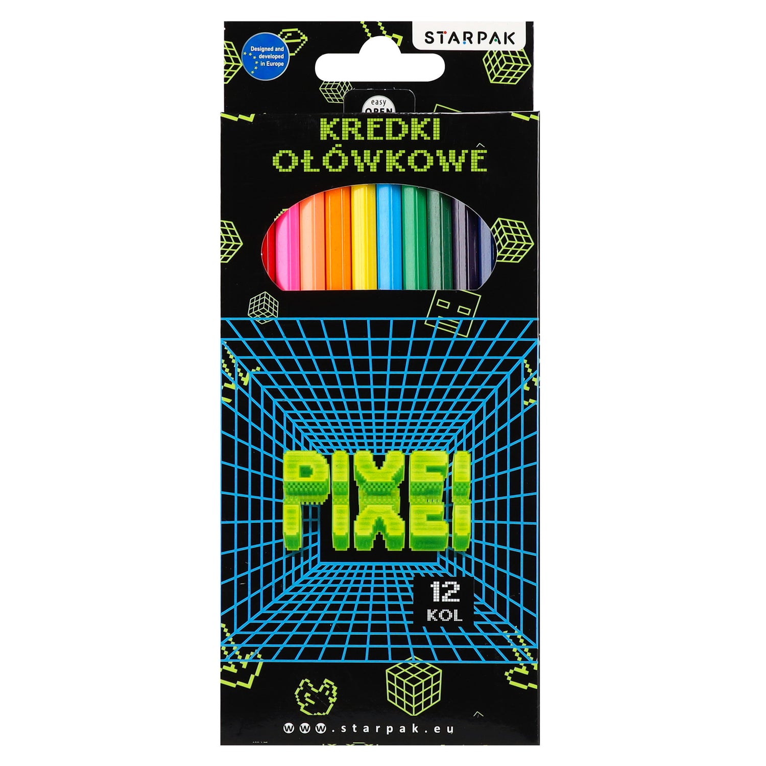 Kredki ołówkowe 12 kolorów Pixel