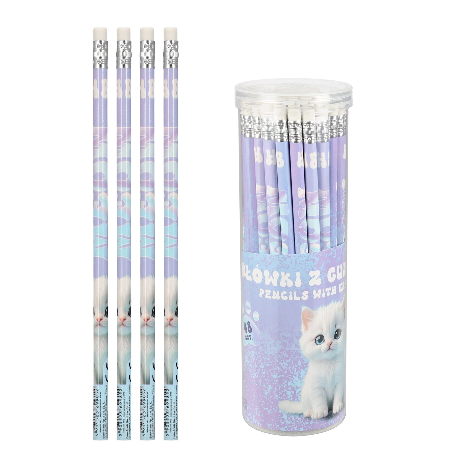 Ołówek z gumką HB Cute Kitty tuba A 48