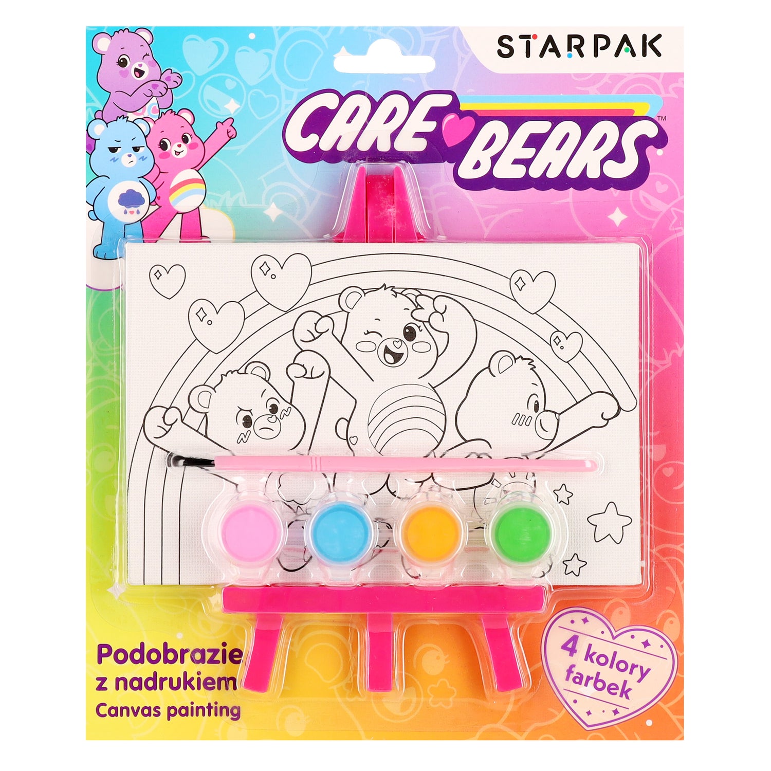 Podobrazie z nadrukiem farby 4 kolory Care Bears
