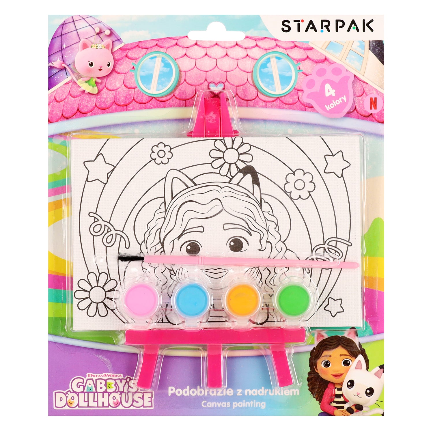 Podobrazie z nadrukiem farby 4 kolory Gabby s Dollhouse