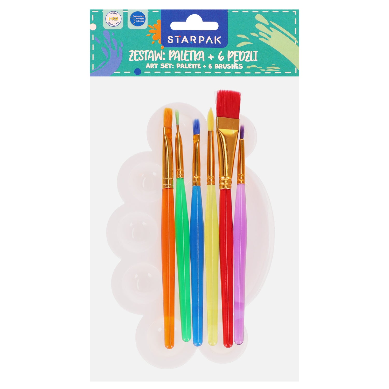 Paleta do farb pędzle 6 sztuk