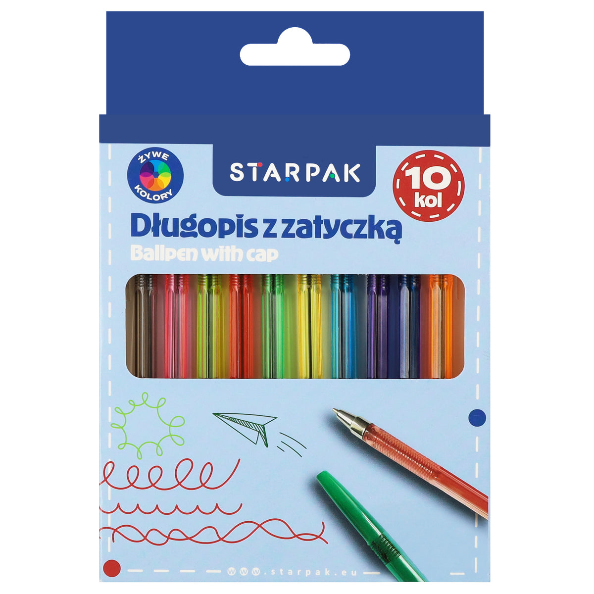 Długopis zamykany 10 kolorów School