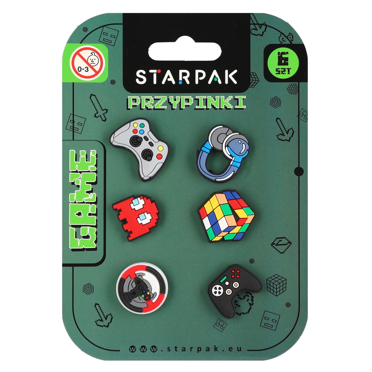 Przypinka gumowa pins op. 6 szt. Game