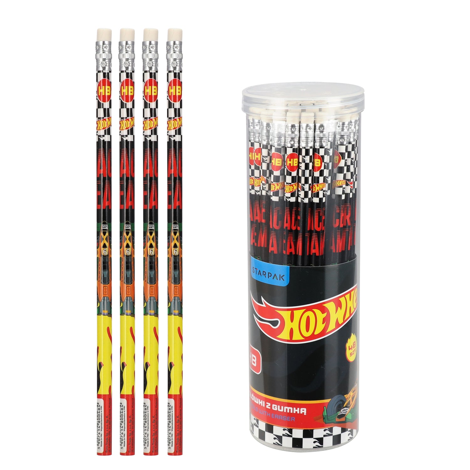 Ołówek z gumką HB Hot Wheels black tuba A 48