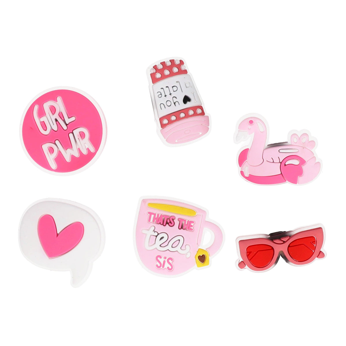 Przypinka gumowa pins op.6szt Girl fluo