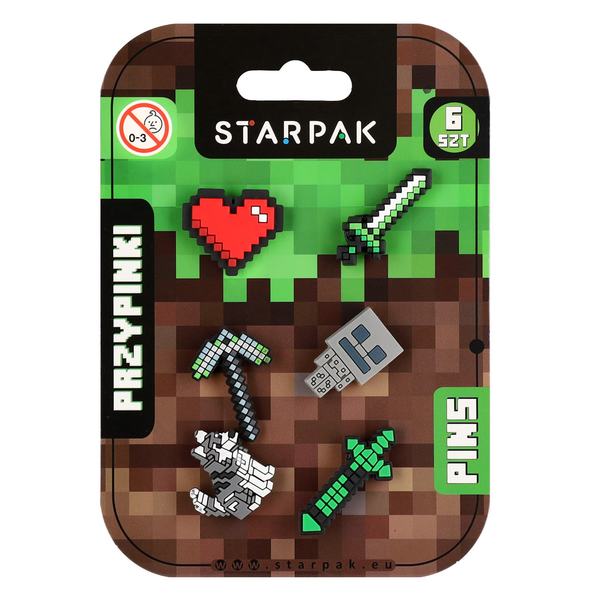 Przypinka gumowa 6 szt. Pixel