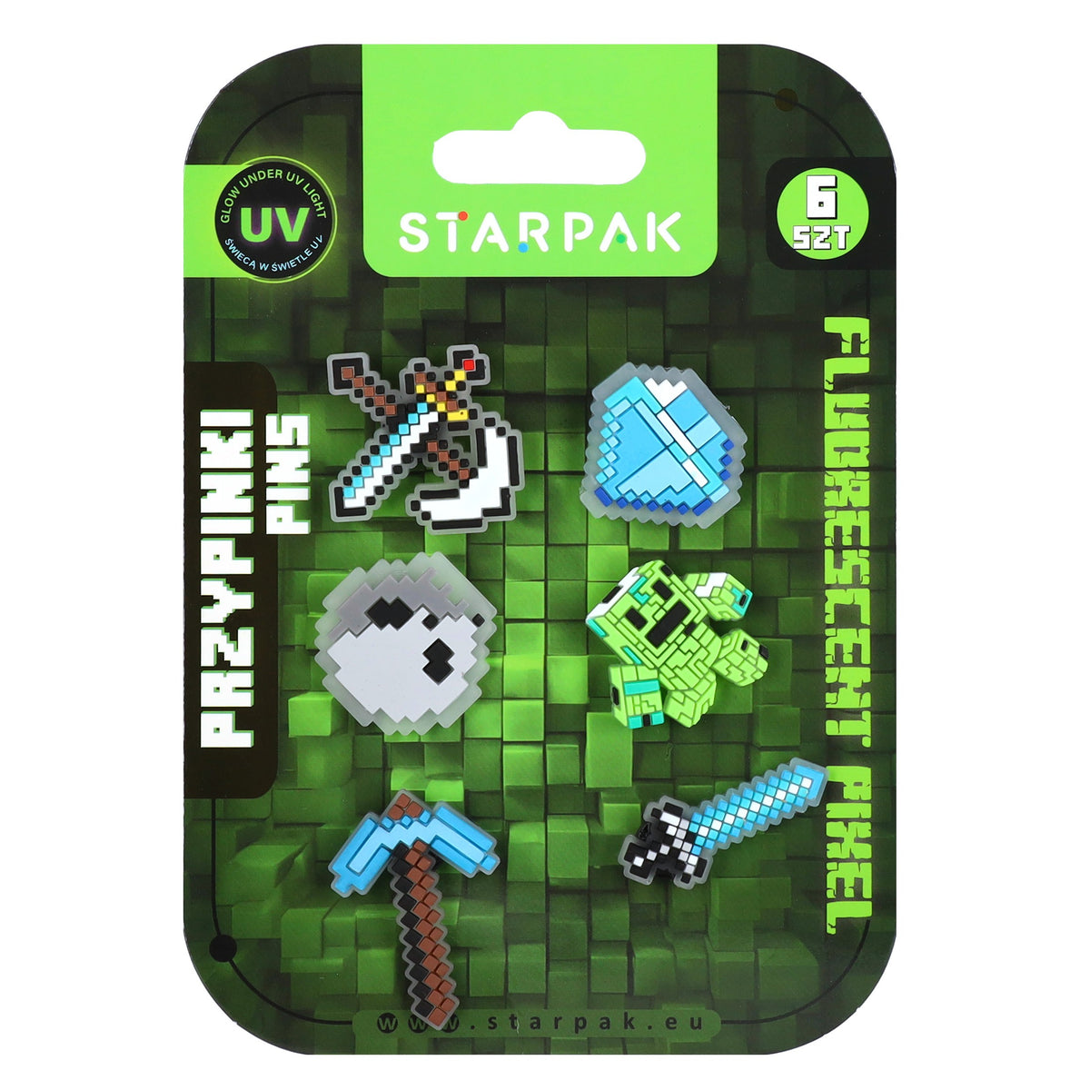Przypinka gumowa pins op.6szt Pixel fluo