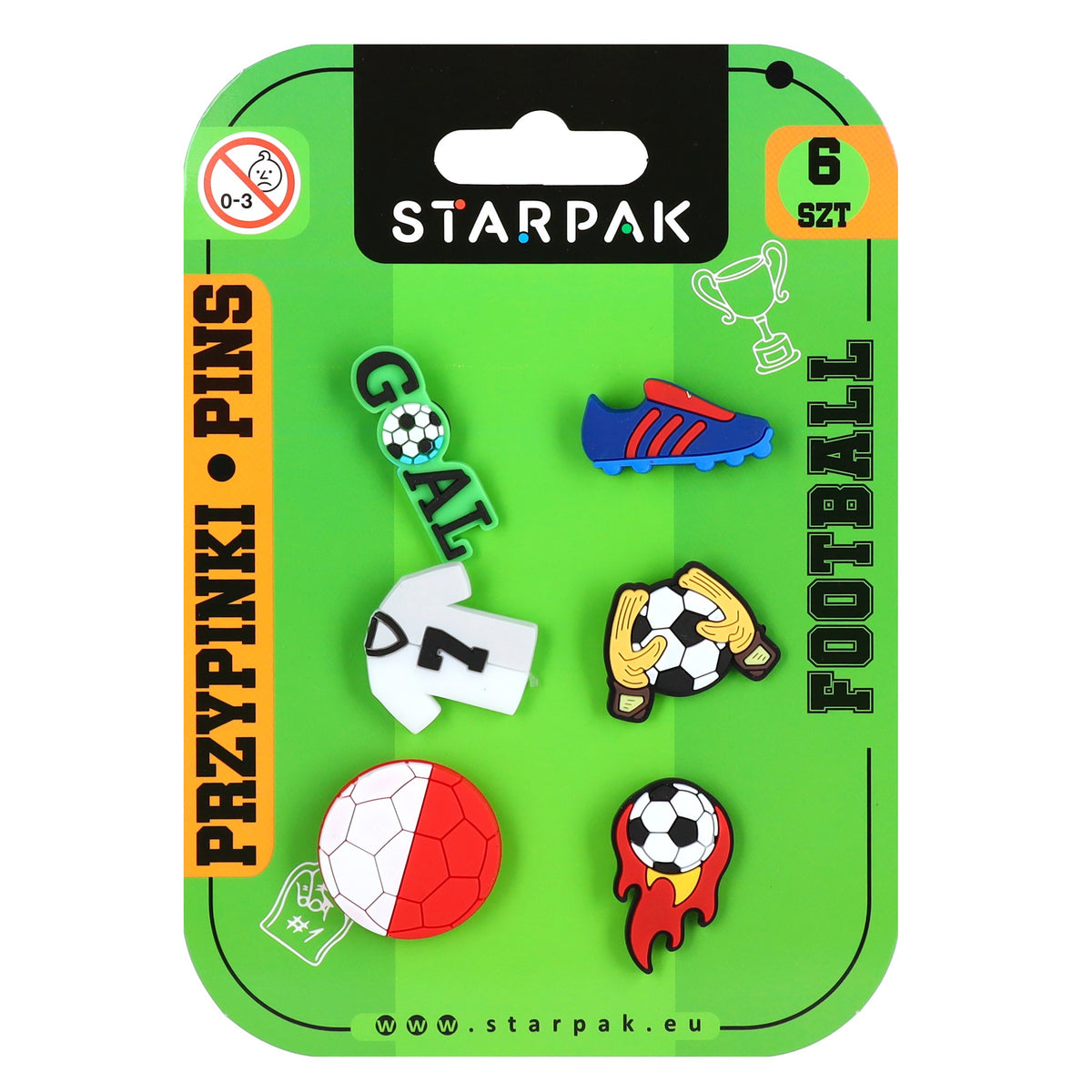 Przypinka gumowa pins op.6szt Football