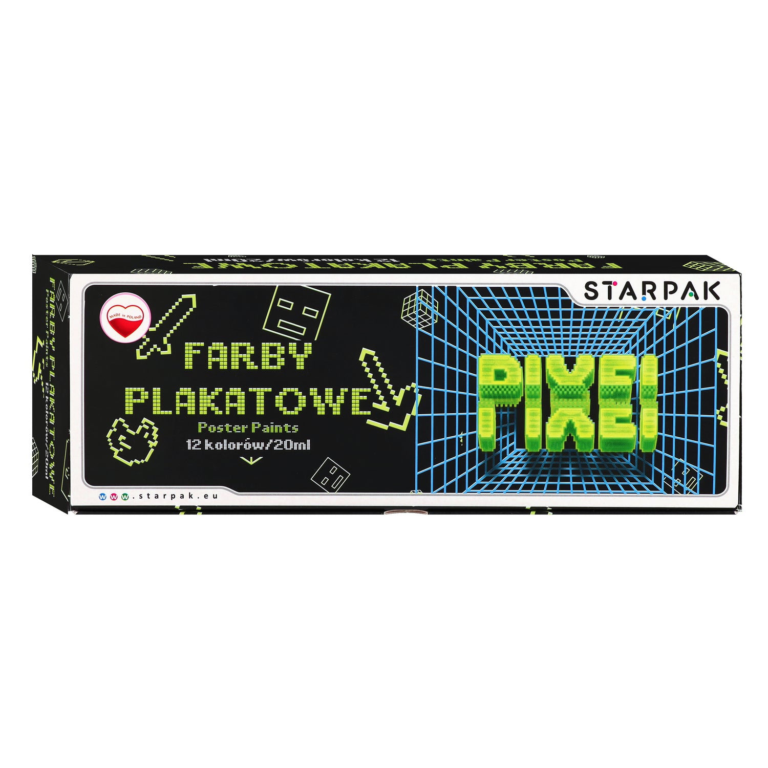 Farby plakatowe 12 kolorów 20ml Pixel Game