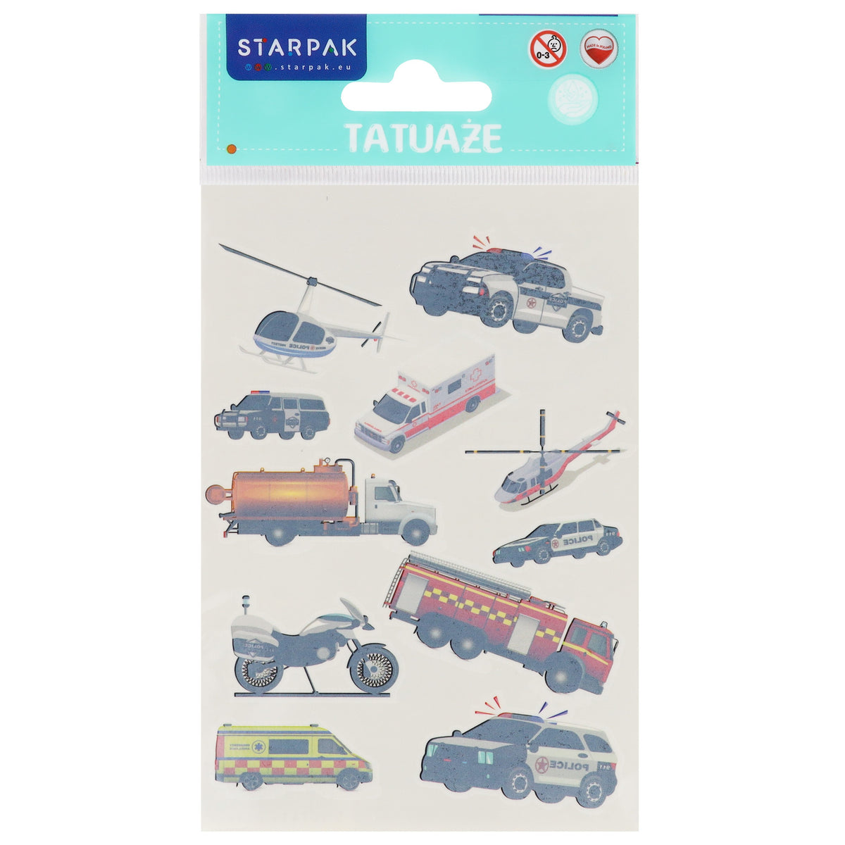 Tatuaże 10x19 cm Pojazdy Funkcyjne