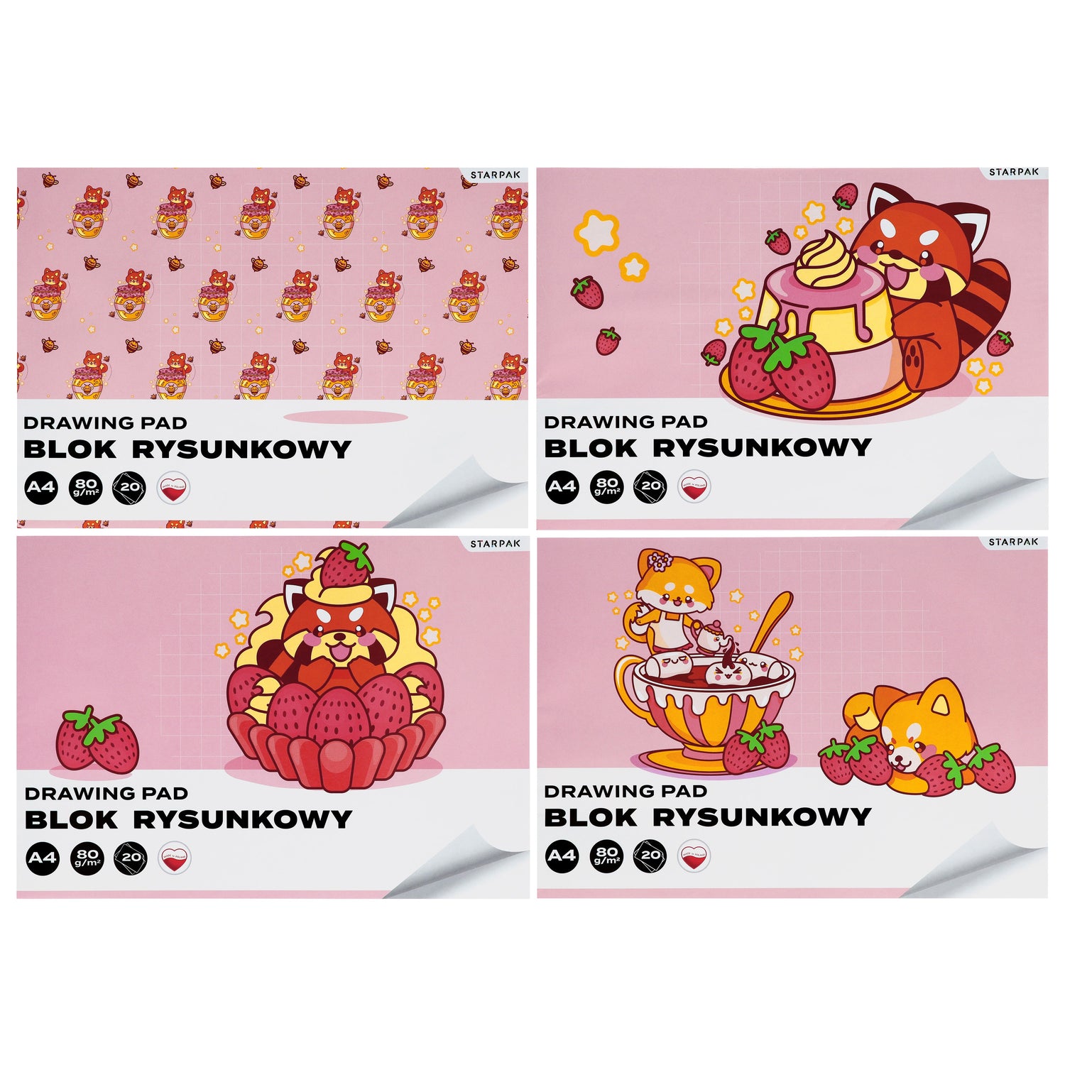Blok rysunkowy A4/20K biały Kawaii 4 wzory A 10