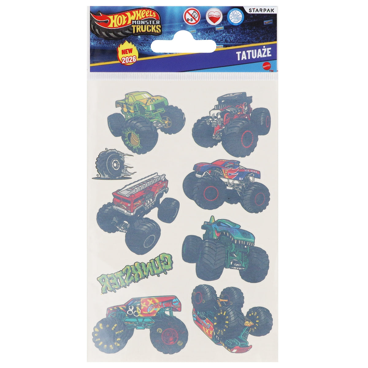 Tatuaże 10x19 cm  Hot Wheels Monster Truck