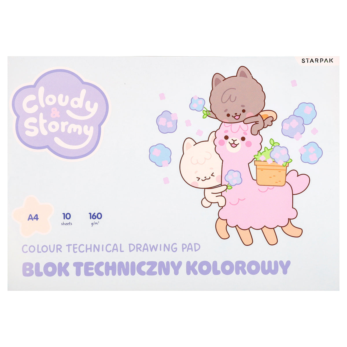 Blok techniczny A4/10 kartek kolorowych Cloudy&Stormy A'10