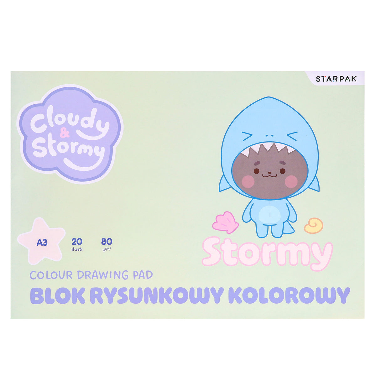 Blok rysunkowy A3/20 kartek kolorowych Cloudy&Stormy A'10