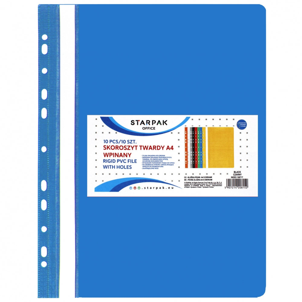 Skoroszyt PVC twardy wpinany A4 niebieski A 10