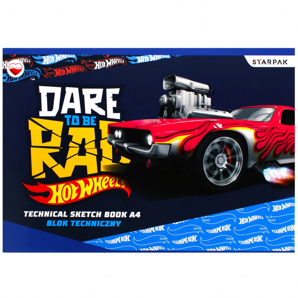 Blok techniczny A4/10k biały Hot Wheels