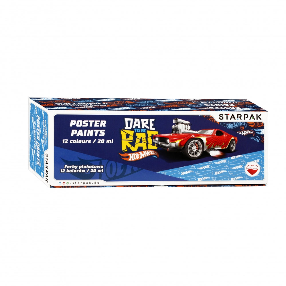 Farby plakatowe 12 kolorów 20ml Hot Wheels