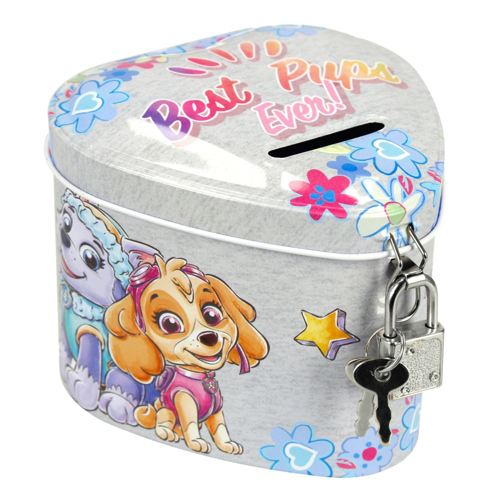 Paw Patrol metal heart-shaped money box