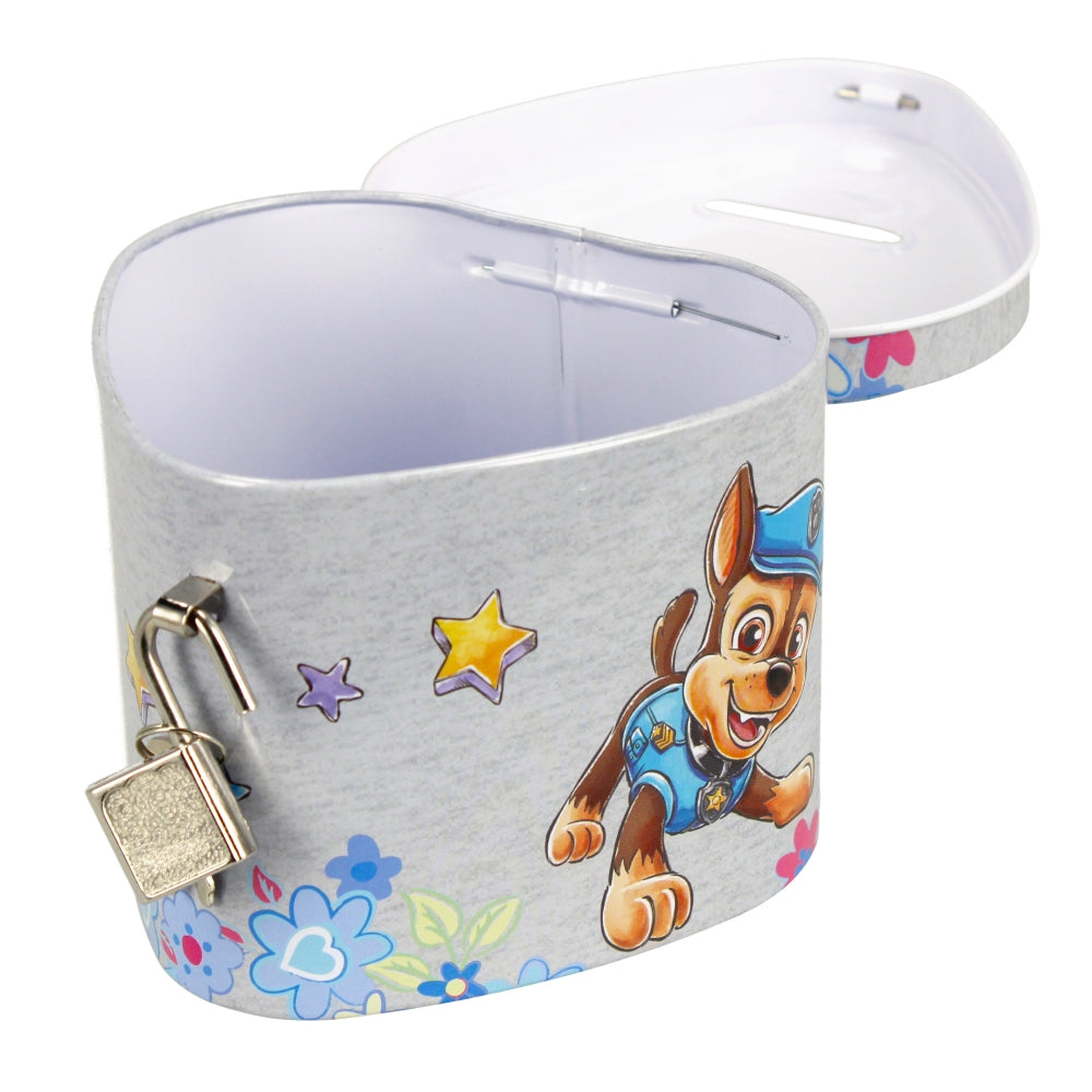 Paw Patrol metal heart-shaped money box