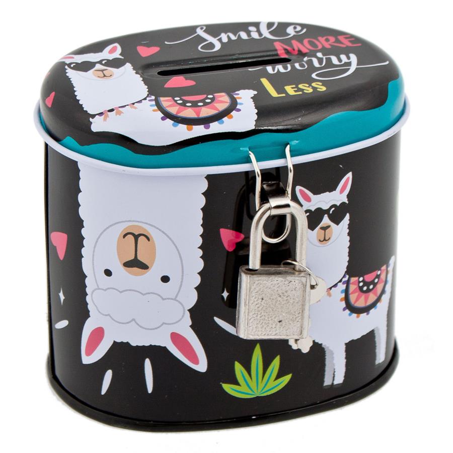 Oval Metal Llama Piggy Bank