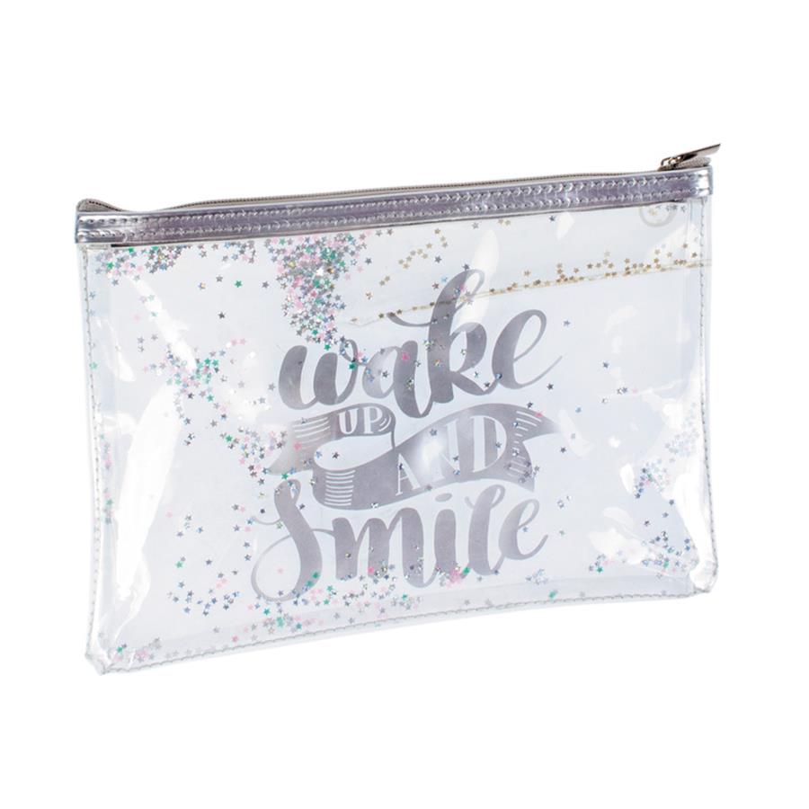 Pencil case pouch 1-zip Gloss silver