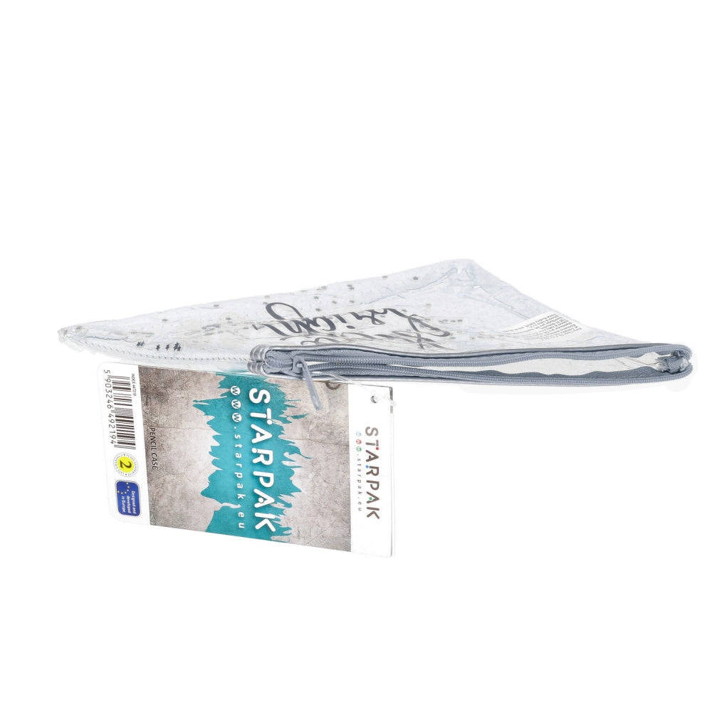 Pencil case pouch 1-zip Gloss silver