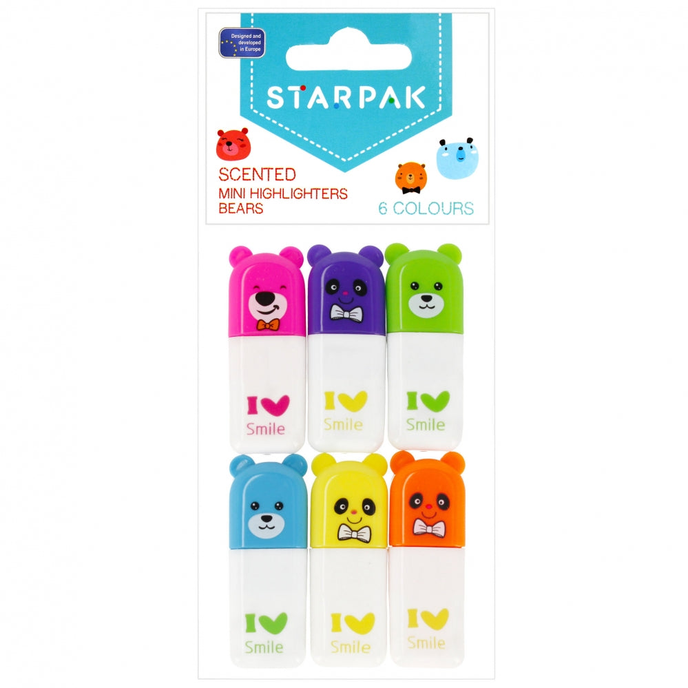Zakreślacz mini zapachowy Miś 6 kolorów