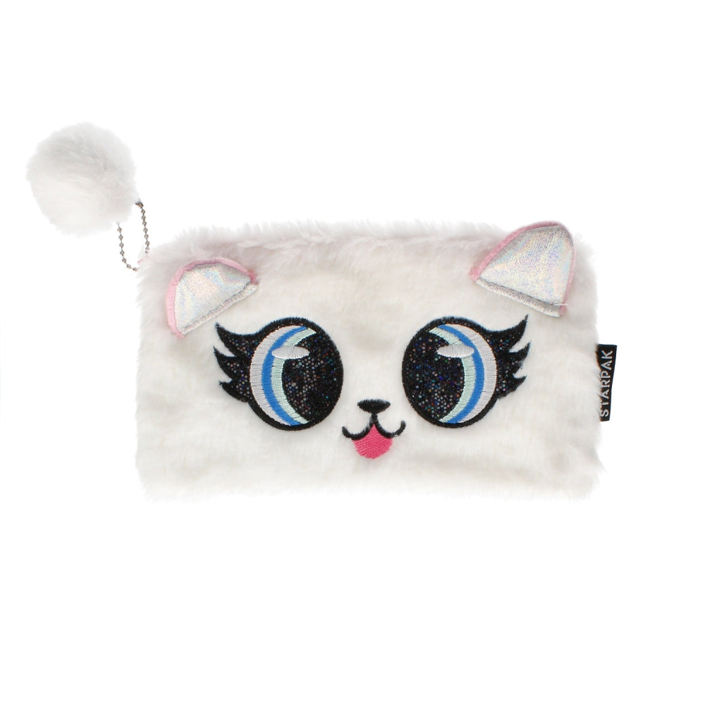 Piórnik saszetka pluszowy 1zamek Big Eyes White