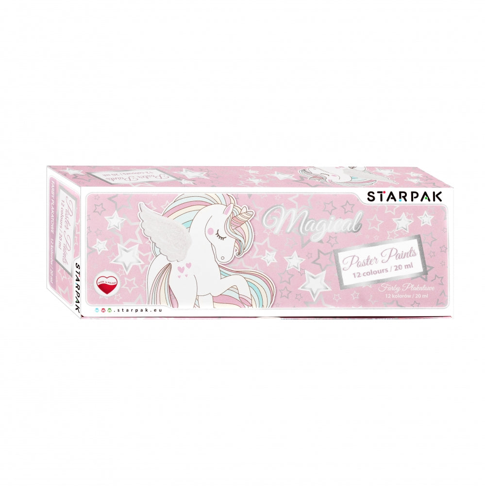 Farby plakatowe 12kolorów 20ml Unicorn