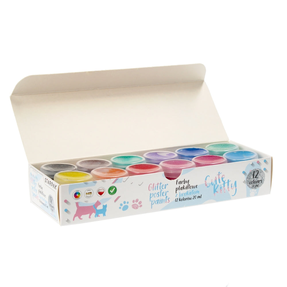Farby plakatowe 12kolorów 20ml Cut Kot