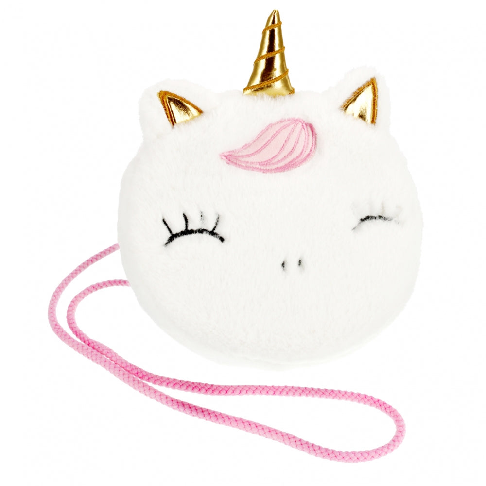 Plush Unicorn Shoulder Bag White