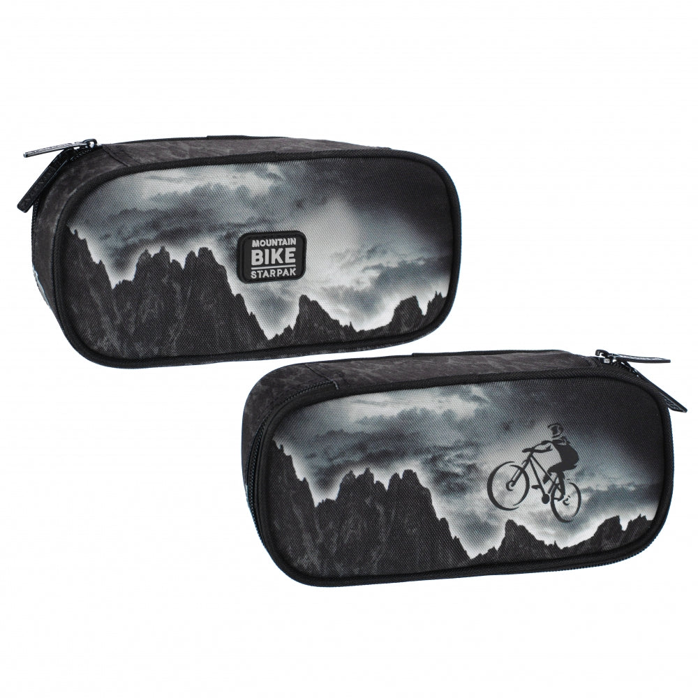 Oval Pencil Case with 1 Zipper Bike