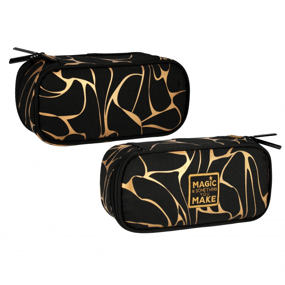 Pencil case oval 1-zip Gold
